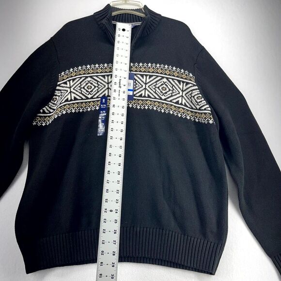 IZOD 5GG Fair Isle Quarterzip Sweater Black Color Mens Size XL NEW - Picture 10 of 10